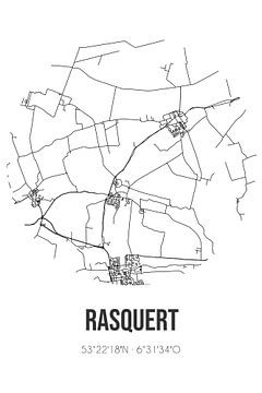 Rasquert (Groningen) | Landkaart | Zwart-wit van Stad & Wand