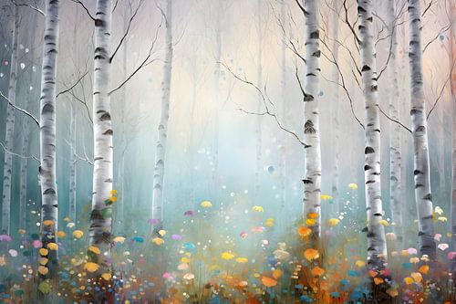 A fairytale birch forest