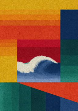 Art abstrait avec blocs de couleurs représentant une vague sur Niklas Maximilian