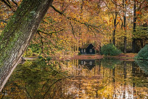 Wandeling in de herfst bij een schuur in Paleispark Het Loo