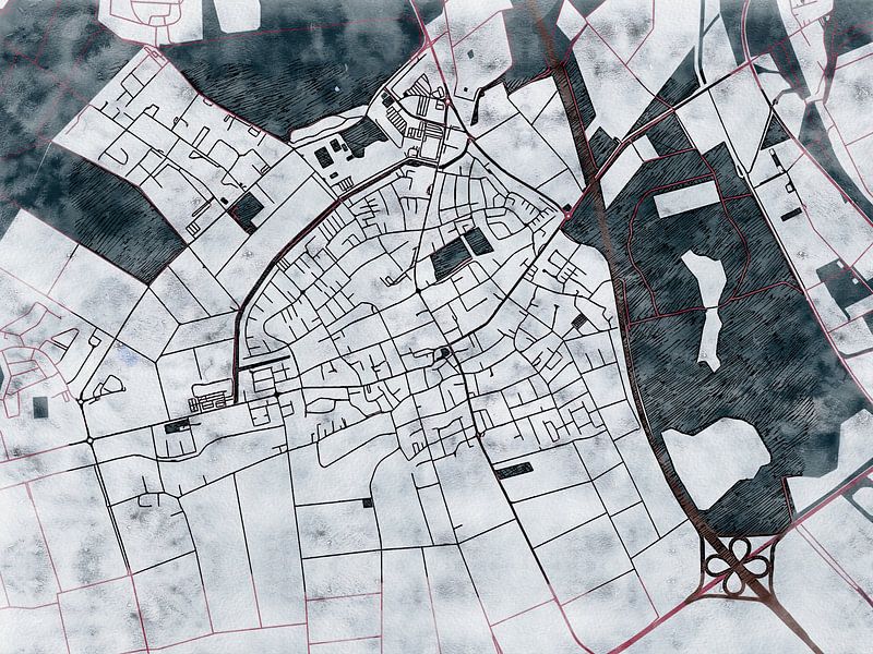 Map of Kerpen with the style 'White Winter' by Maporia