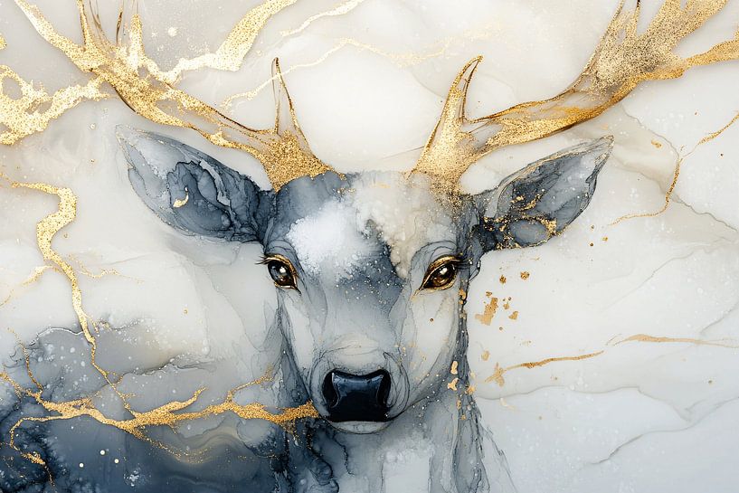 Abstract deer with gold details by Imperial Art House