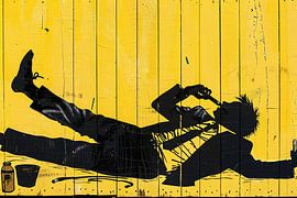 Silhouette eines Rauchers auf gelbem Hintergrund von Imperial Art House