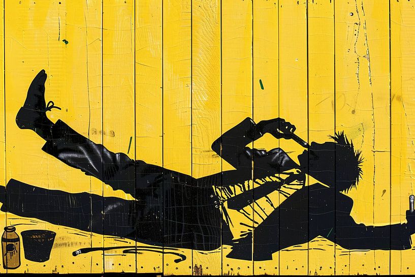 Silhouette de fumeur sur fond jaune par Imperial Art House