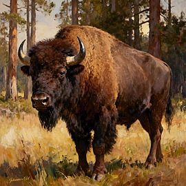 Wildlife - Untamed Grace - Bison 2 by Johannas Art Creations