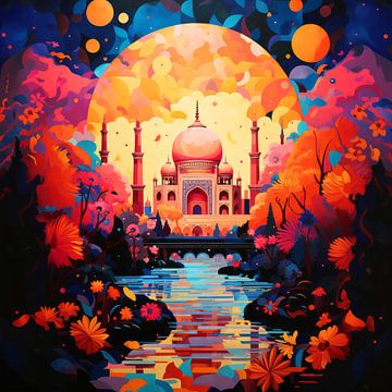 Abstracte oosterse schoonheid van de Taj Mahal van Vlindertuin Art