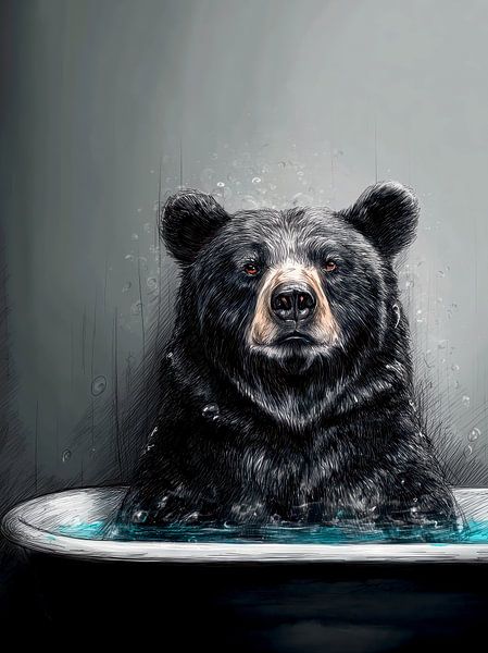 Bär beim Baden von JBJart Justyna Jaszke