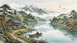 Japanese Lake Serenity by my pixel art