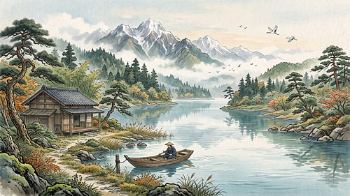 Japanese Lake Serenity
