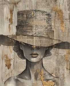 Mixed media portret vintage