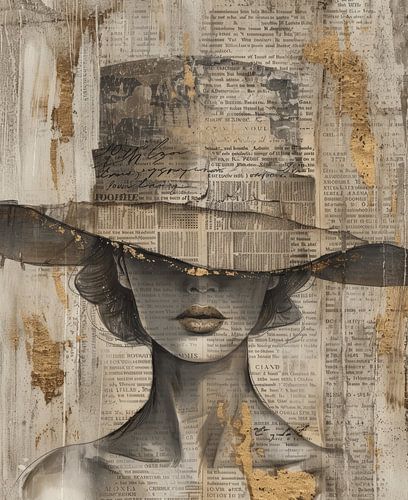 Mixed media portret vintage