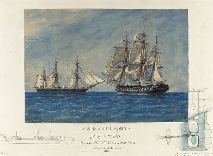 Rafael Monleón~Steam and propeller Frigates, Gerona by finemasterpiece