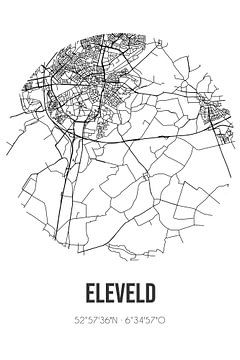 Eleveld (Drenthe) | Carte | Noir et Blanc sur Rezona