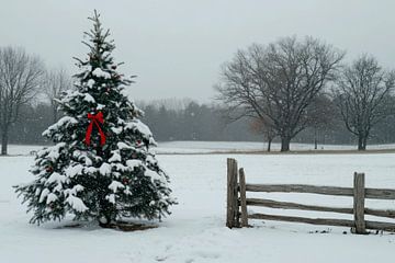 Kerst in de sneeuw van Poster Art Shop