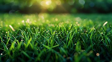 Beautiful blurred background image of spring nature with a neatly trimmed lawn surrounded by trees on a bright sunny day. by de-nue-pic