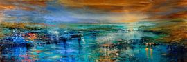 Here and now - sunset over the river landscape by Annette Schmucker