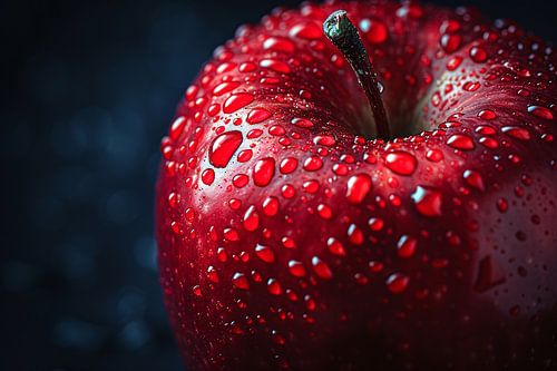 Rode appel bedekt met frisse dauw