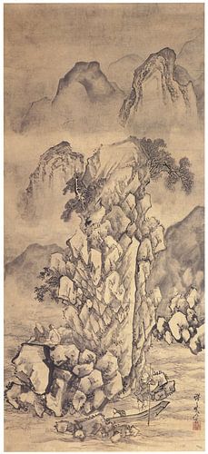 Kawanabe Kyōsai - Viewing the landscape from a small boat