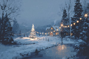 Weihnachtsbaum im Winterlicht Magische Landschaft am Abend