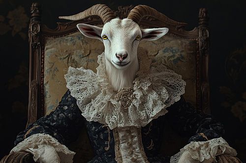 Geit in victoriaanse kleding