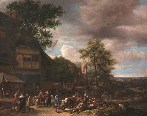 Dorpsbewoners Vrolijk maken buiten een herberg, Jan Steen