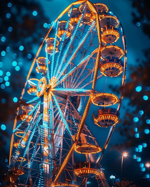 Le grand virage - La grande roue colorée du champ de foire par Karina Brouwer
