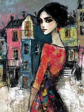 Mount Zion painting | Colourful Village, Radiant Woman