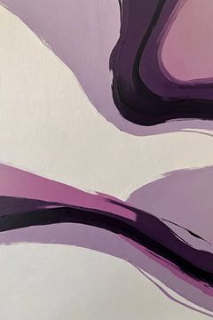 Abstrakte lila Wellen auf minimalistischer Leinwand von De Muurdecoratie