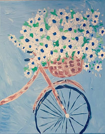 Französische Romantik: Authentisches Blumenfahrrad im impressionistischen Stil von Bibi