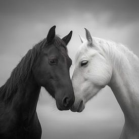 Portret van twee paarden van Koffie Zwart