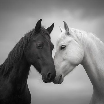 Portret van twee paarden van Koffie Zwart