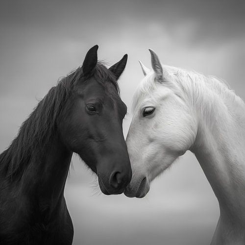 Portrait of two horses