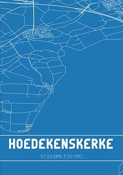 Blauwdruk | Landkaart | Hoedekenskerke (Zeeland) van Rezona