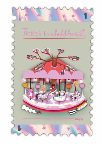 Kinderposter Ticket zur Kindheit Illustrator