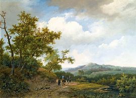 Figures On A Sandy Track In A Hilly Landscape, Marinus Adrianus Koekkoek