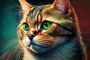 Kat met groene ogen van Andreas Wemmje