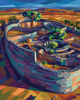 Affiche métallique « Great Zimbabwe » au format WPAP avec illustration pop art