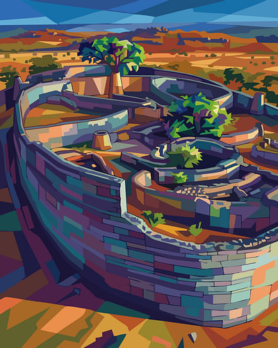 Great Zimbabwe WPAP Pop Art-illustratie op metalen poster