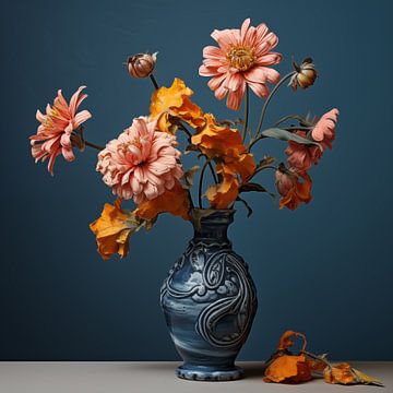 Vase à fleurs bleu sur TheXclusive Art