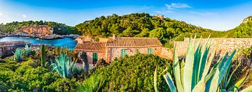 Vue panoramique idyllique de Cala S'Almunia, belle côte de l'île de Majorque sur Alex Winter