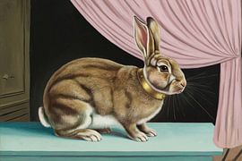 Rabbit by pink curtain by Imperial Art House
