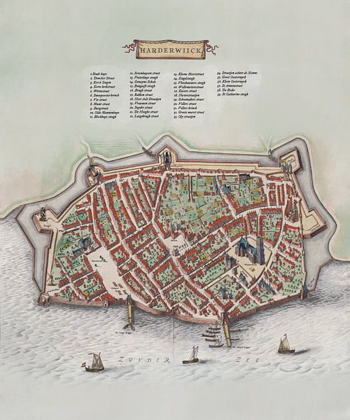 Map Harderwijk 17th century by Wiljan Slofstra