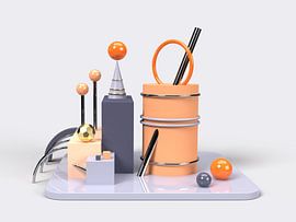 3D Abstract Art Blue Orange 1 by shoott photography