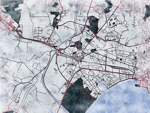 Map of Fréjus with the style 'White Winter'