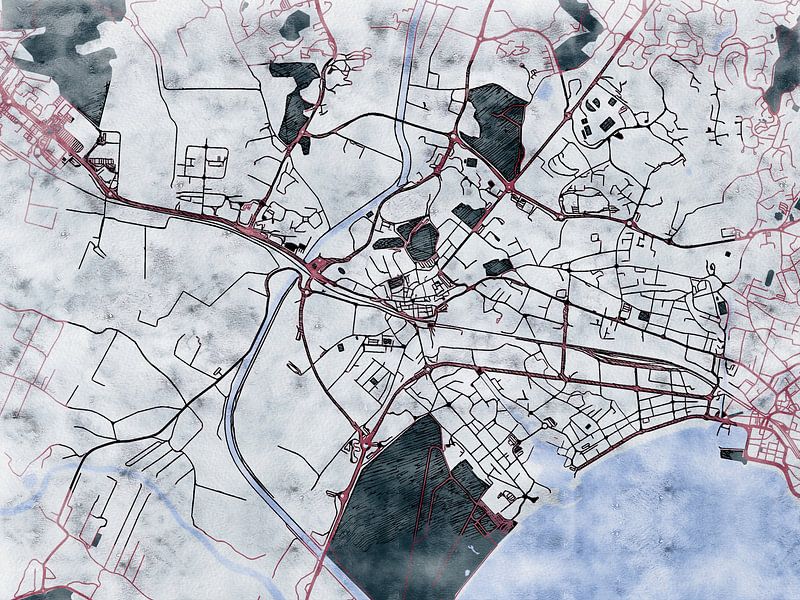 Carte de Fréjus avec le style 'White Winter' par Maporia