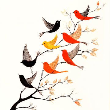 Wings of Calm | Rust en Elegantie in Abstracte Vogelkunst van Karina Brouwer