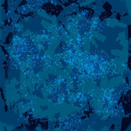 Moderne abstracte kunst. Kleurrijk landschap in blauwe kleuren. Dromen van de oceaan.