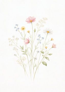 Minimalistische Wildblume Botanische Wandkunst