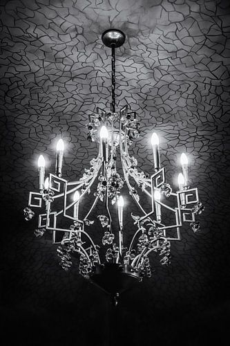 Chandelier in Casa Batllo Barcelona Spain Black and White