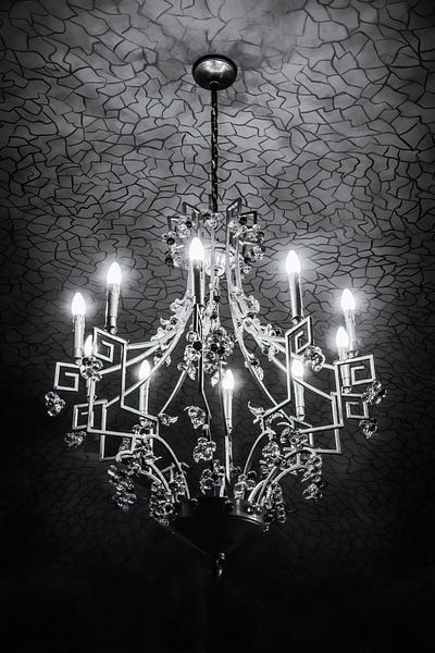 Kroonluchter in Casa Batllo Barcelona Spanje Zwart en Wit van Andreea Eva Herczegh